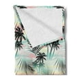 thumbnail image 2 of Hawaii Soft Flannel Fleece Throw Blanket, Summer Season Palm Trees and Exotic Fern Leaves Abstract Colorful Background, Cozy Plush for Indoor and Outdoor Use, 70" x 90", Multicolor, by Ambesonne, 2 of 5