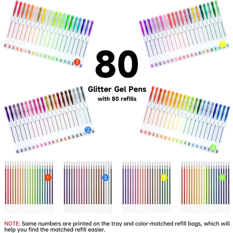 Shuttle Art Glitter Gel Pens, 80 Colors with Refills photo 5