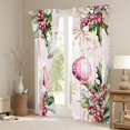 thumbnail image 3 of Manfei Rustic Christmas Flower Black Out Curtains,Xmas Ball Berry Curtains Pack of 2 (42x63 Each),Pink Green Bedroom Curtains For Girls Kids,Ultra Soft Home Decor, 3 of 6