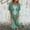 Green, variant on Hvot&aat Women's Boho Vintage Print Maxi Dress V Neck Short Sleeve Comfort Cotton Linen Dress Casual Loose Beach Dress