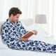 thumbnail image 5 of Balery Blue Ink Flowers Pijama para Hombre de Dos Piezas con Manga Larga, Conjunto de Dormir y Descanso Suave con Bolsillos-Medium, 5 of 6