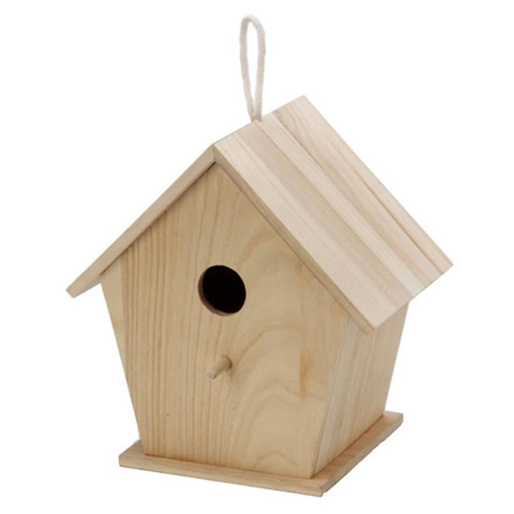 Unfinished Unpainted Wooden Birdhouse DIY Craft 5.35 Inches 