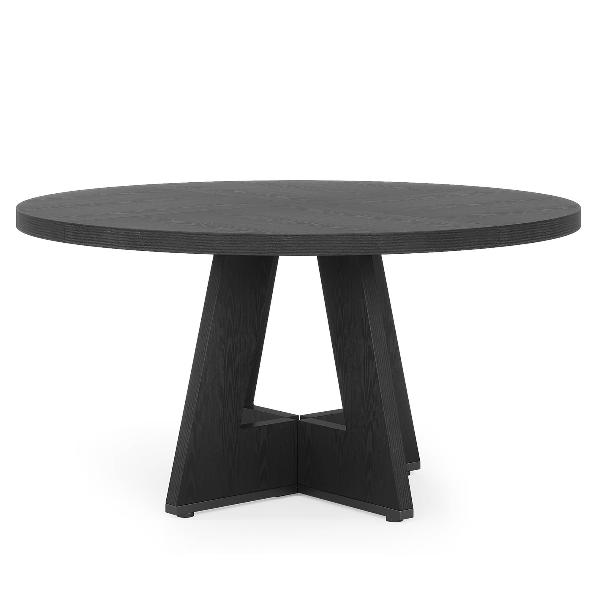 MAYEERTY 47 Inch Farmhouse Round Dining Table, Wooden Kitchen Dinner Table for 4 People with Sturdy Metal Frame
