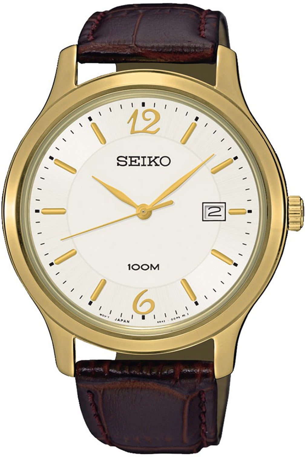 Seiko Men's SUR150P1, quartz,clear dial,Stainless Steel Case,Leather ...