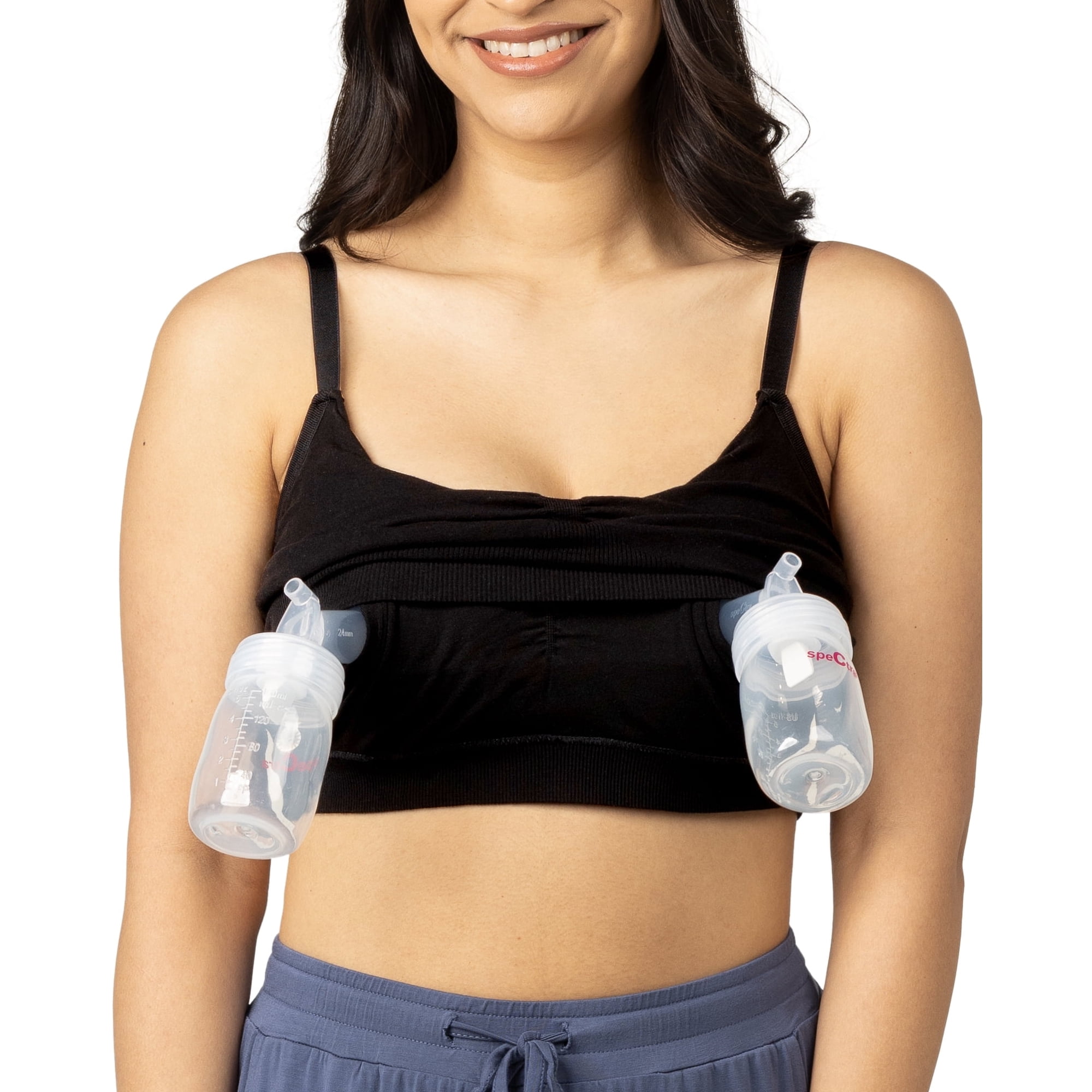Kindred Bravely Sublime Wireless Comfort Sleep Pumping Bra | Seamless Hands-Free Pumping & Nursing Bra (Black, Small)