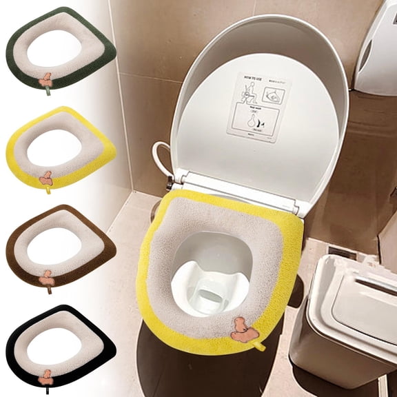 Waterproof Toilet Seat Cushion | Thickened Fluffy Padded Cover with Zipper, Soft Washable Fabric, 42x37cm, All Season Comfort, Universal Fit, Stylish Bathroom Décor