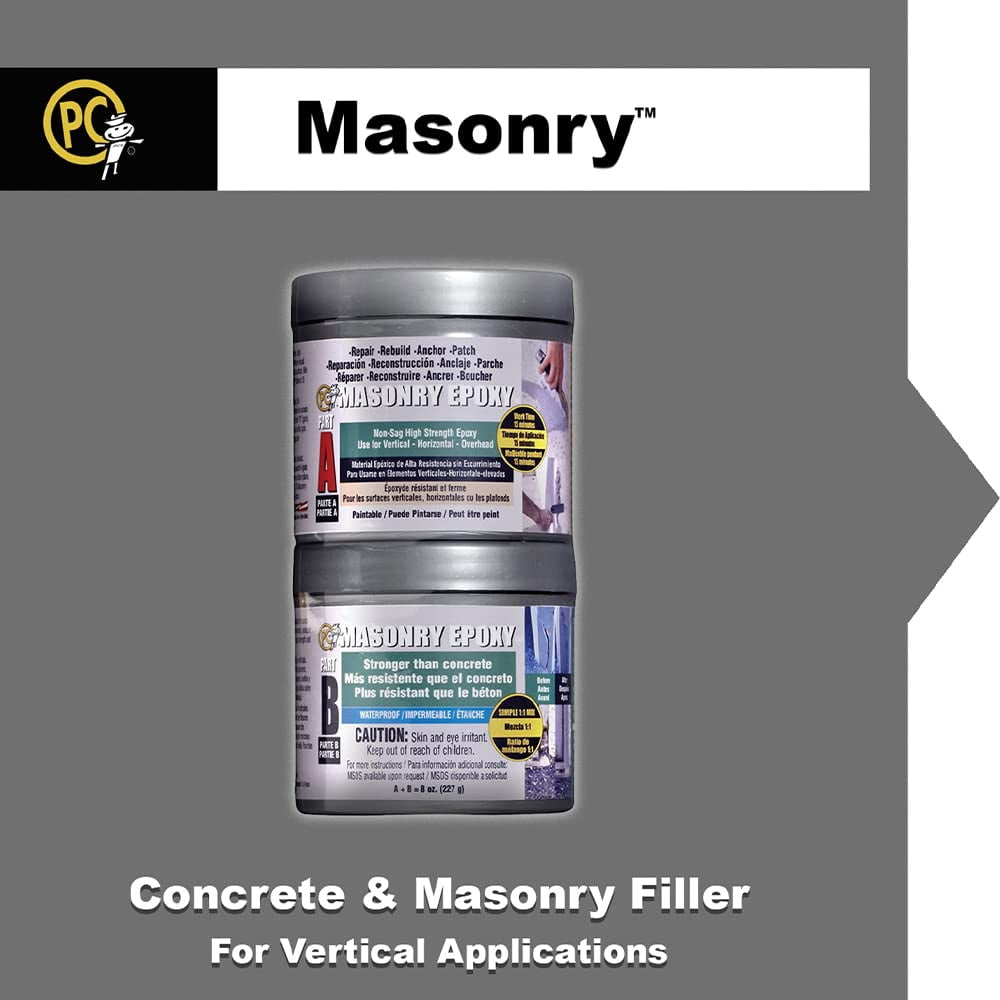 PC Products PC-Masonry Epoxy Adhesive Paste, Two-Part Repair, 128 oz in Two Pails, Gray 71120