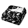 Black White Music Notes Saxophone Blanket, Gift Throw Blanket for Sofa