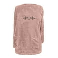 thumbnail image 4 of Zedker Fashion Prints Double-Side Fleece Thicken Thermal Sweatshirt for Women, Casual Crewneck Long Sleeve Pullover Tops with Pockets,Pink,XXXL, 4 of 4