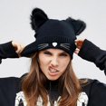 thumbnail image 4 of Gorro de orejas de gato antipelaje para mujer, gorro de punto de lana bordado para otoño e invierno, 4 of 6