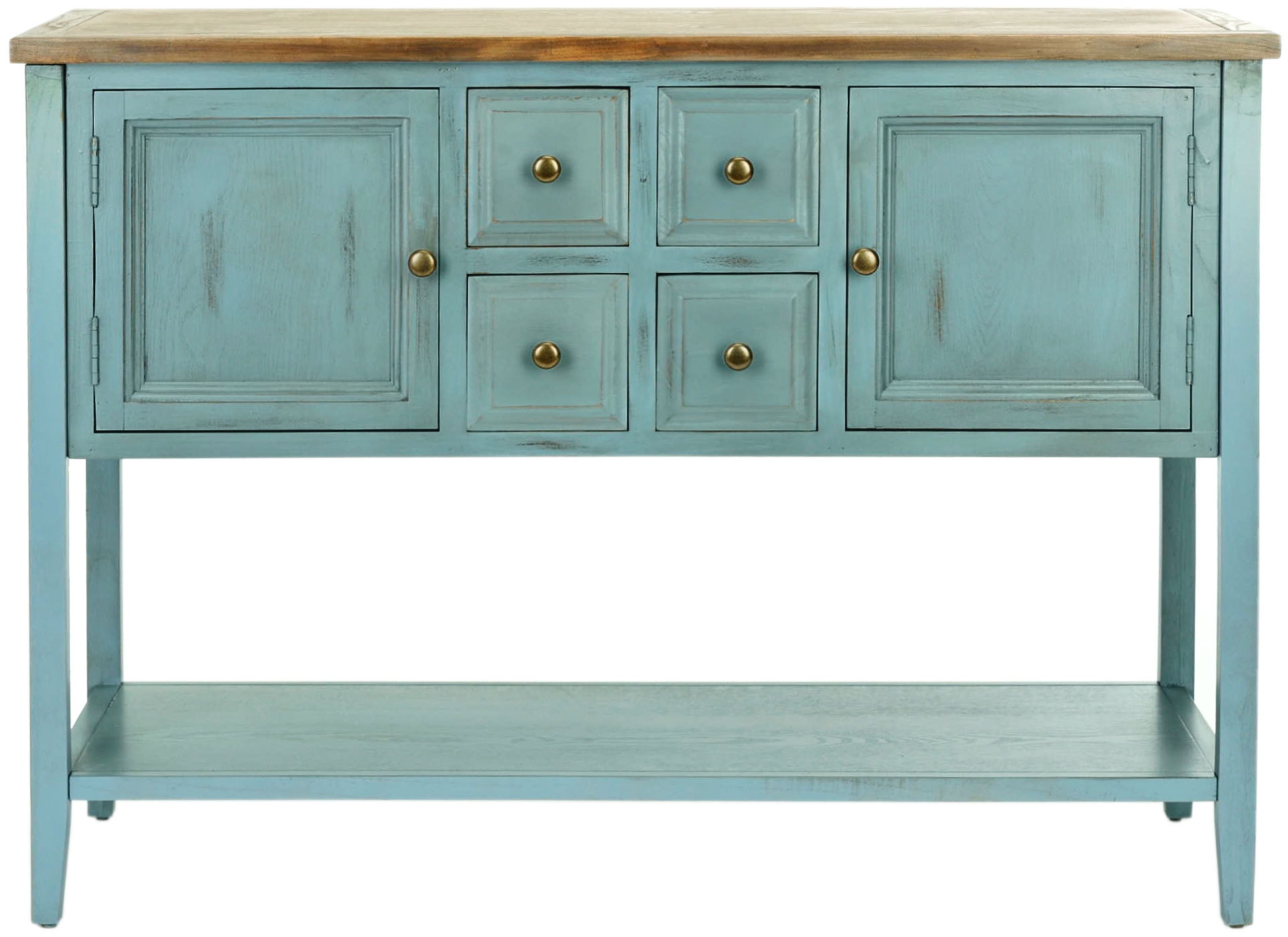 Safavieh American Home Traditional 45.7" Sideboard with 2 Doors 4 Drawers 1 Shelf, Barn Blue