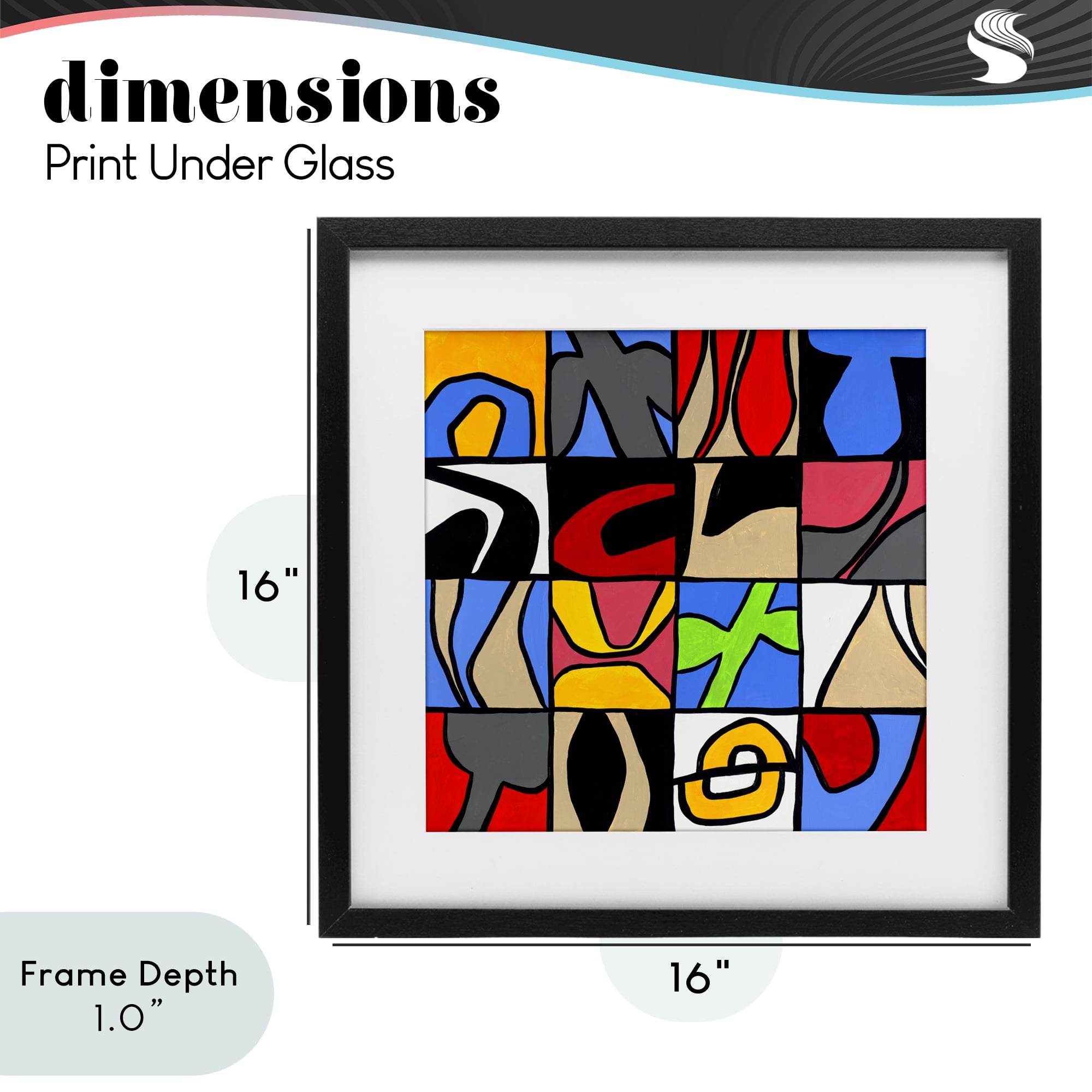 Stupell Industries Alternating Contrast Shapes Abstraction Black Framed Print Under Glass, design by Ruth Fromstein