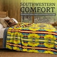 thumbnail image 3 of Sacred Thread Fleece Blanket South Western, Reversible Mexican, Vibrant Aztec Blankets and Throws for Aztec Decor for Home (Yellow Flannel / Flannel) (Queen (79''x95''), 3 of 10