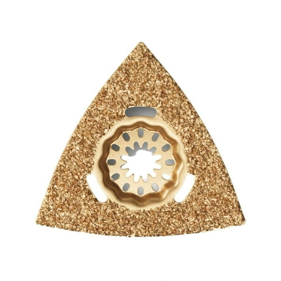 Fein Carbide Rasp for Coarse Grinding of Filler Material, Tile Adhesive, Concrete, Stone, and Wood- StarLock Mount, Triangular Shape, 3-1/8 Inch Edge Length, Perforated - 63731001210