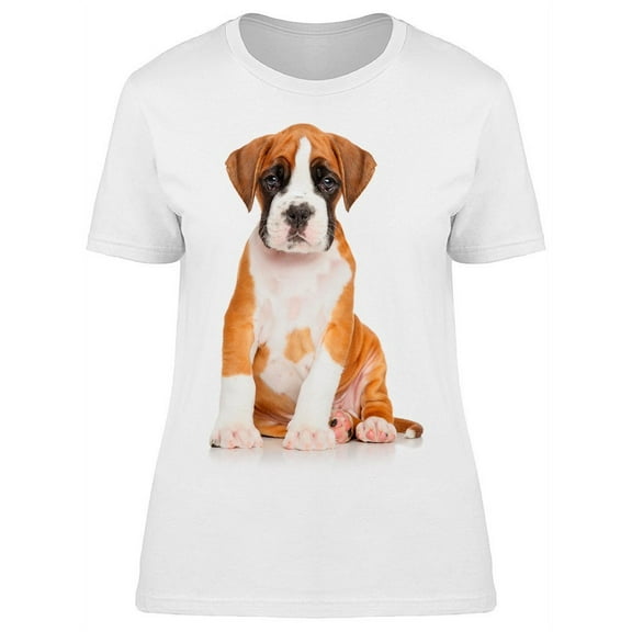 Boxer Puppy W/sad Face T-Shirt Women -Image by Shutterstock, Female Large