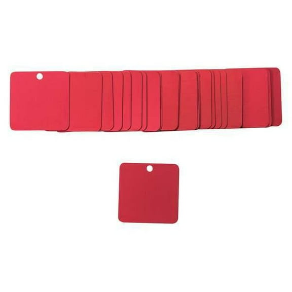 Brady Blank Tag, Aluminum, 1 1/2 in H x 1 1/2 in W, Red, Square, 25 PK 87628