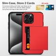 thumbnail image 2 of for iPhone 15 Pro Max Case with Card Holder Heavy Duty Dual Layer Shockproof iPhone 15 Pro Max Wallet Case Hidden Card Slot Slim Phone Case for iPhone 15 Pro Max for Women&Men(Metallic Red), 2 of 14