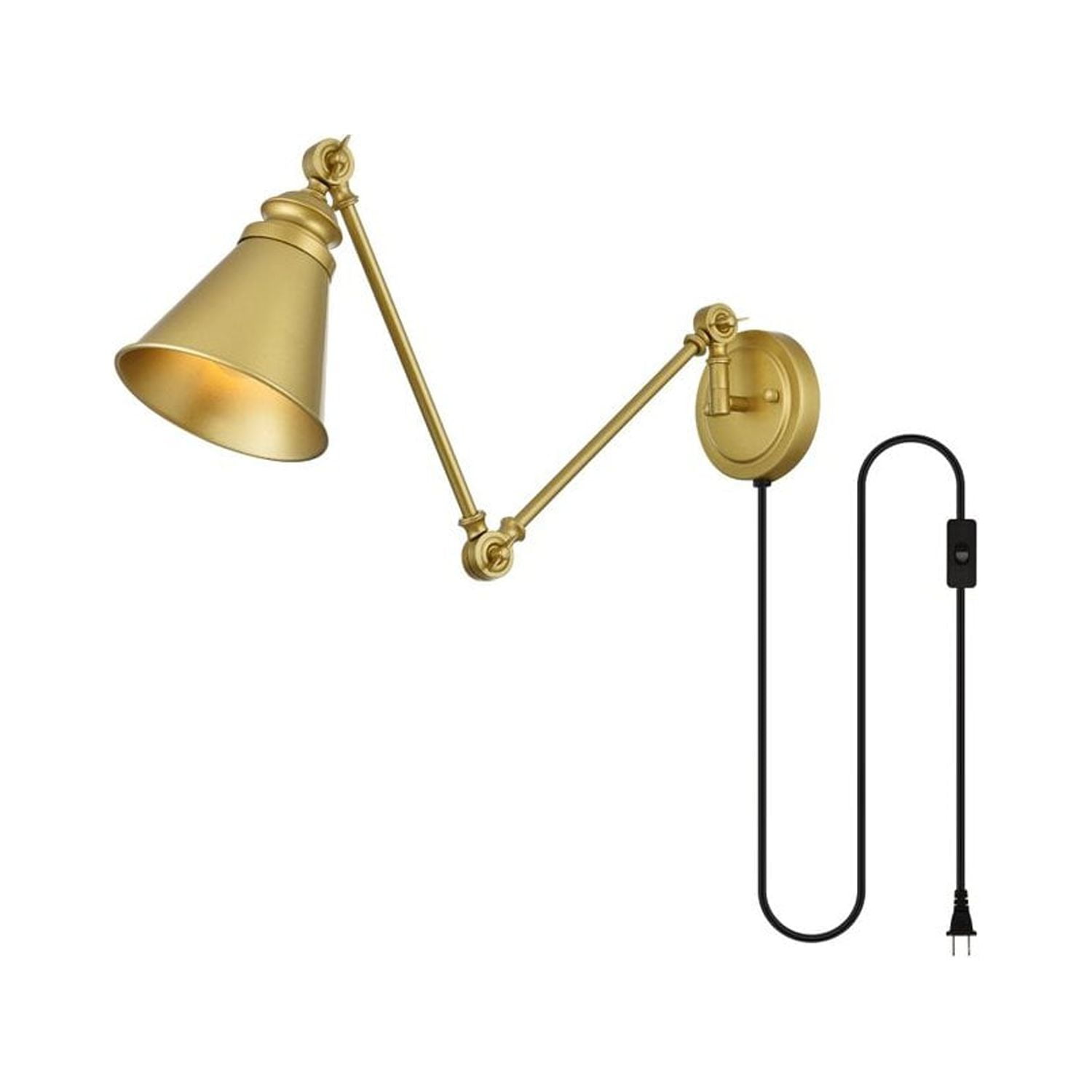 Living District Van 1-Light Metal Plug-in Wall Sconce in Brass