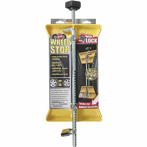 Camco RV Wheel Stop with Padlock Stabilizes Your Trailer by Securing Tandem Tires to Prevent Movement While Parked 26" to 30" Tires, Large 44642