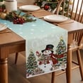 thumbnail image 3 of Snowman Christmas Dresser Scarf Farmhouse, Dining Table Decorations for Wedding/Parties, Teal Xmas Tree Winter Gifts Snowflake Table Runner 72 Inches Long for Kitchen Dining, 18 x 72 In, 3 of 9
