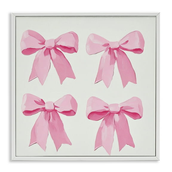 Stupell Industries Four Soft Pink Bows White Framed Giclee Art, design by Petal Prints Design