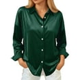 thumbnail image 3 of Womens Long Sleeve Shirts Business Button Down Solid Color Spring Tops Lapel Collared Dressy Casual Fashion Work Blouses, 3 of 8