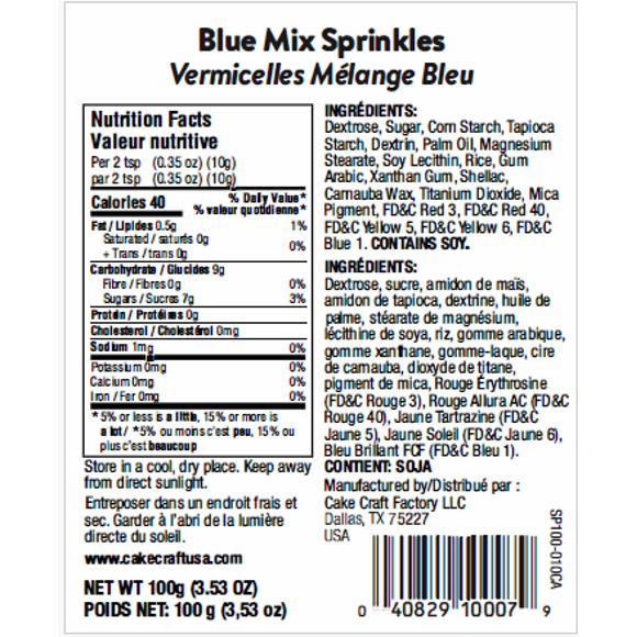 Cake Craft Mélange de pépites bleues – 100 g, brins de sucre et perles de sucre, pépites mélangées élégantes pour gâteaux, cupcakes, biscuits et plus encore