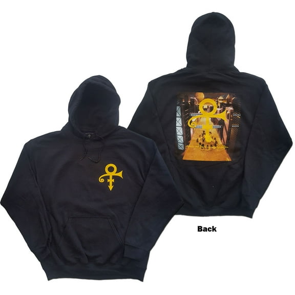 Men's Prince Love Symbol (Back Print) Hooded Sweatshirt Small Black
