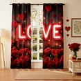 thumbnail image 1 of Oliegs Rideaux de la Saint-Valentin Rose Rouge Pétales de Rose Rouge Rideaux de Salon Chambre Marche, 1 of 5