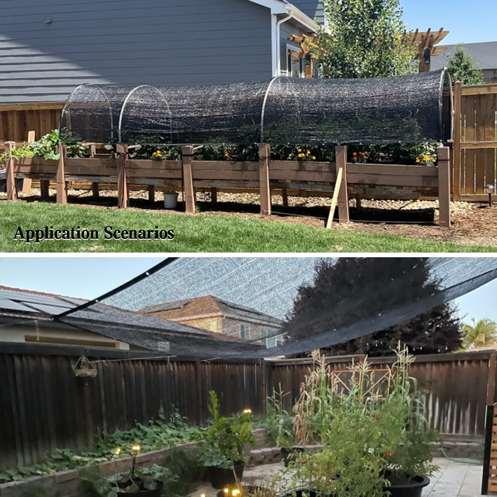 Quobiad 40% Black Shade Cloth, 10 x 20 FT Durable Taped Edge with Brass Grommets UV Resistant Garden Sunblock Shade Net for Outdoor Greenhouse, Plant and Patio
