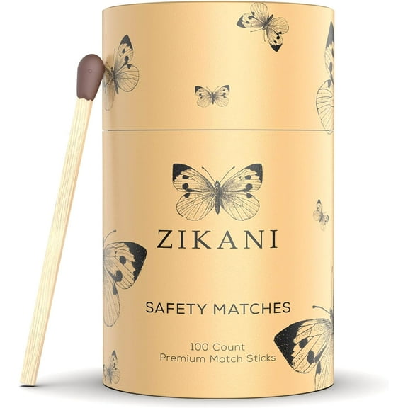 ZIKANI Brown Tip Matches 4" Match Refill and Striker 100 Long Matches Short Matches Wooden Matches Bulk Matches Decorative Matchsticks Safety Matches for Cloche Jar Box Fireplace (Brown)