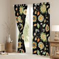 thumbnail image 3 of Homewish Vintage Bohemian Flower Curtains Pack of 2 (42x84 Each), Black Yellow Green Curtains Blackout, Hippie Plant Botanical Bedroom Curtains, Curtains and Drapes Bedroom Decor, 3 of 6