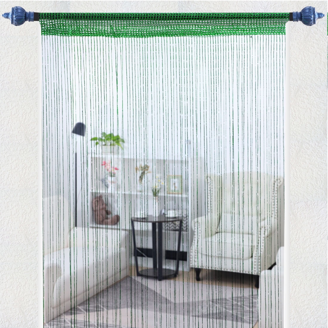 Unique Bargains Thread Strip Curtain Fringe Panel 39" x 79" Green
