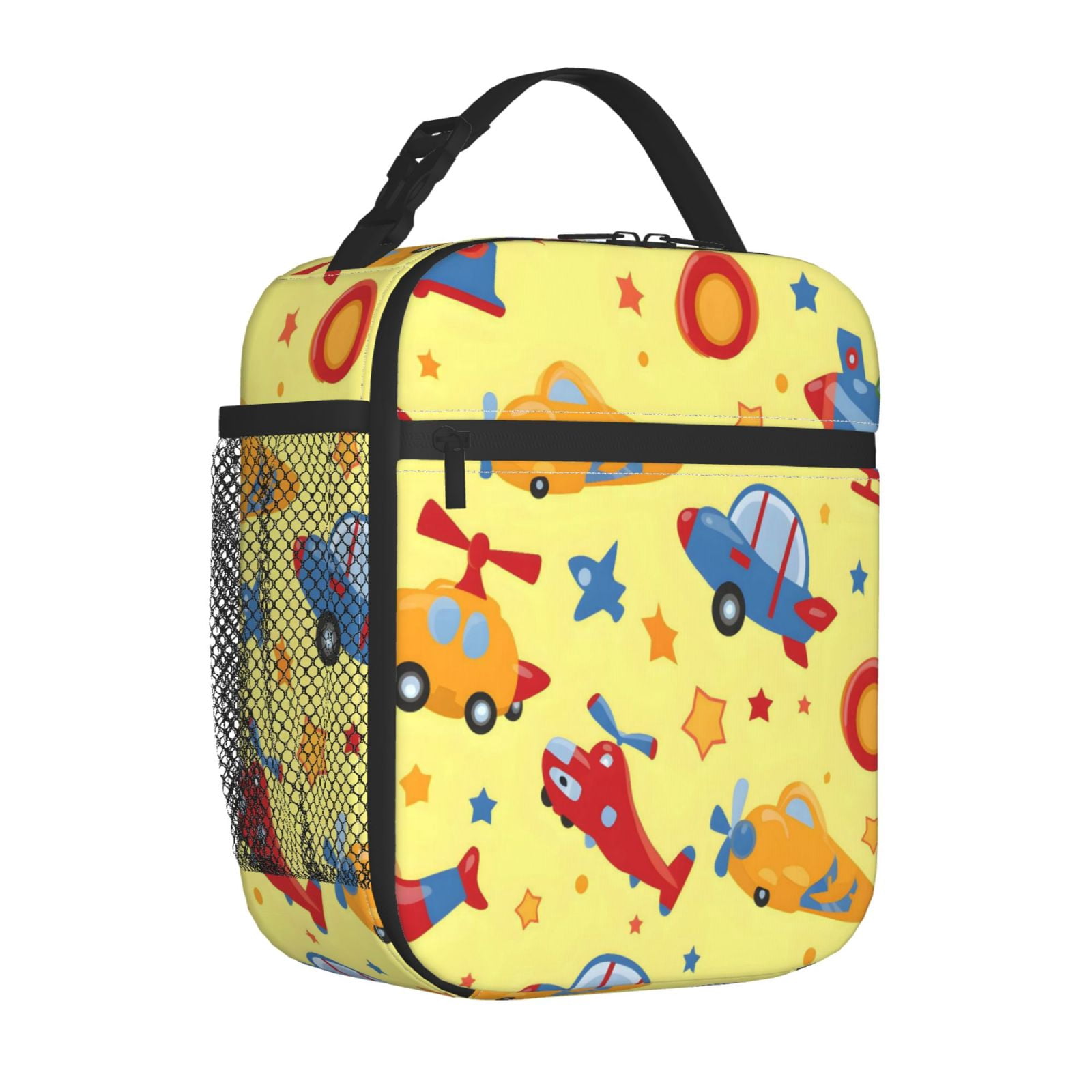 Lunch Bag For Women Men Insulated Portable Lunch Box Bento Box Office Picnic Travel Cooler Bag Colorful Cartoon Toy Car Plane Helicopter