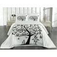 thumbnail image 2 of Ambesonne Halloween Quilted Coverlet 3 Pcs, Flying Witch, Queen Size, Black White, 2 of 4