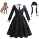 thumbnail image 3 of Disfraz de Cosplay de Adas del miércoles para niñas, vestido gótico negro, elegante vestido de gasa para fiesta de graduación, trajes para niñas, fiesta de carnaval de Halloween para niñas, 3 of 5