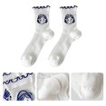 thumbnail image 2 of Style 3 Calcetines tobilleros cortos de fibra de vidrio transparente para mujer, medias de tubo medio con volantes y dibujos animados de Anime japonés, estilo Jacquard para niñas, 2 of 5