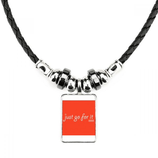 Buzzword Just Go For It Art Deco Fashion Necklace Jewelry Torque Leather Rope Pendant