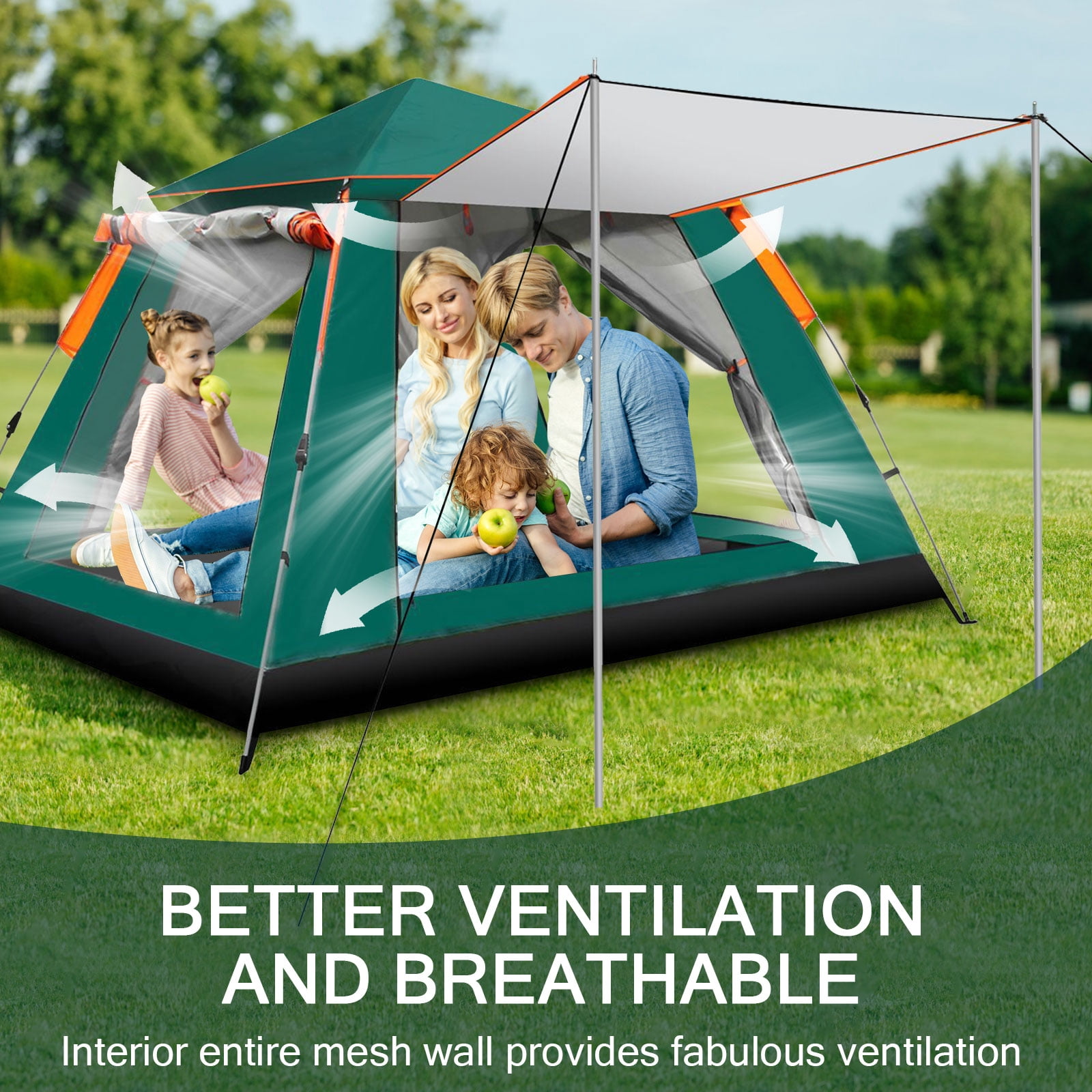 Topchances 4 Person Outdoor Camping Tent with Carry Bag
