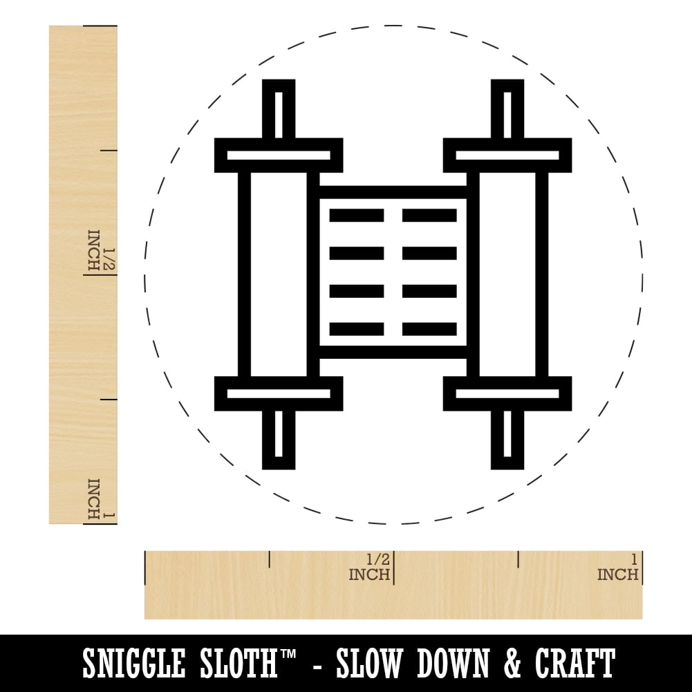 Torah Scroll Jewish Symbol Israel Self-Inking Rubber Stamp Ink Stamper - Brown Ink - Medium 1 Inch