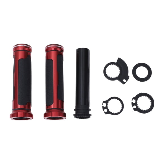 Unique Bargains 7/8" 22mm 15/16" 24mm Motorcycle Hand Grips Cover Kit Non Slip Aluminum Alloy Rubber Handlebar Grips Black Red 1 Set Rhombus Pattern