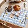 thumbnail image 3 of Easter Gnomes Placemats Set of 4 Watercolor Eggs Basket Daisy Spring Blue Plaid Place Mats Indoor Wipeable Table Mats Washable Dining Table Placemats for Kitchen Holiday Party Home Decor 13x19 Inch, 3 of 9