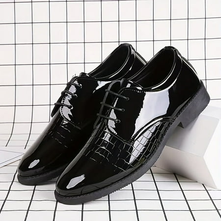 

JZLSWL Durable Comfy Men‘s Solid Colour Plain Toe Derby Shoes with Non Slip Lace Up Rubber Sole Stylish and Practical Men‘s Footwear for Dressing Up
