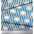 thumbnail image 2 of Soimoi Blue Poly Georgette Fabric Wreath & Stripe Print Fabric by Yard 42 Inch Wide, 2 of 5