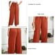thumbnail image 4 of Pantalones de pierna ancha de gran tamaño, cintura elástica, cordón, holgados, ajustados, pantalones largos de pierna ancha para mujer, rojo sandía 4XL, 4 of 5