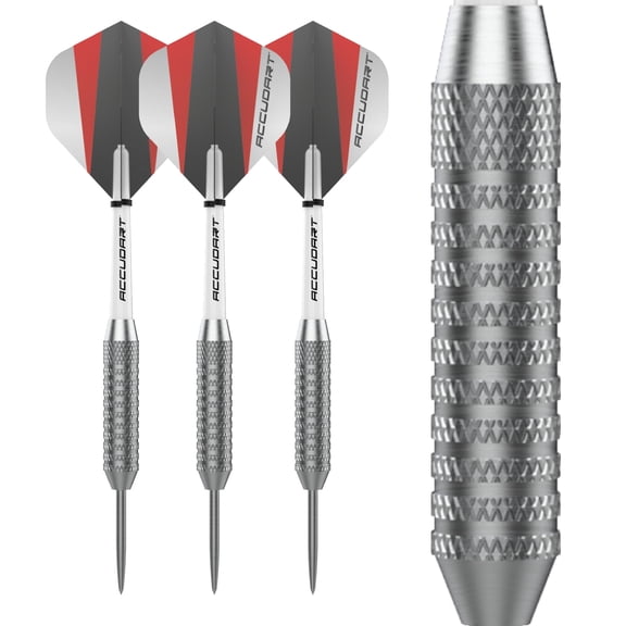 Accudart Steel Tip Dart Set 1.0 - Nickel Plated Steel Barrel - Polycarbonate Shafts - Standard Shape Flights - 16 grams