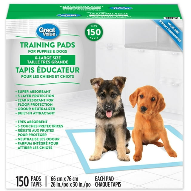 Great Value Training Pads, XL 150 Pads