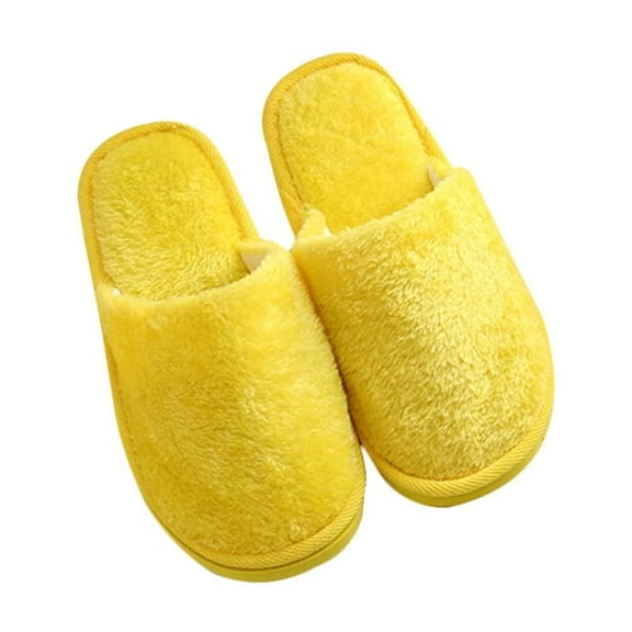 GOOHOCHY 1 Pair Cozy Warm Plush Slippers Men Women Winter Indoor Home Ciabatte Household Shoes Size 37-38 (Yellow)