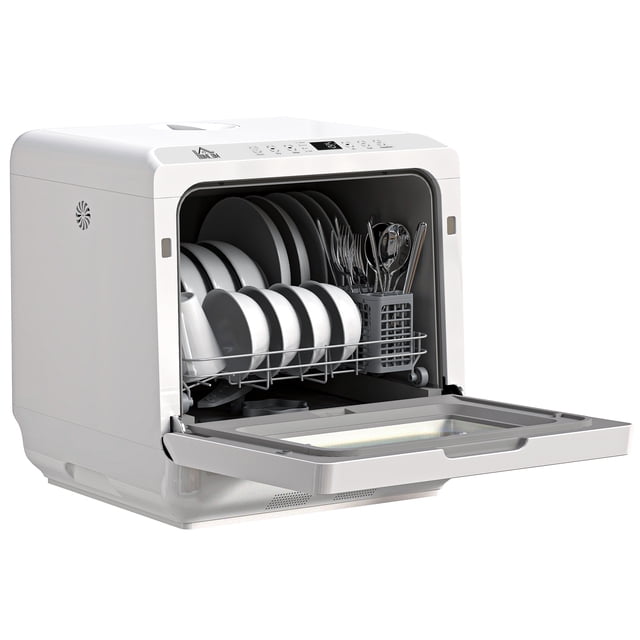 CoSoTower Lave-Vaisselle Portable, Lave-Vaisselle de Comptoir avec 4 Réglages de Place, 5 Programmes de Lavage, Fonction de Séchage à l'Air, Réservoir d'Eau de 6 L