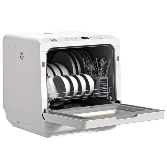 CoSoTower Lave-Vaisselle Portable, Lave-Vaisselle de Comptoir avec 4 Réglages de Place, 5 Programmes de Lavage, Fonction de Séchage à l'Air, Réservoir d'Eau de 6 L